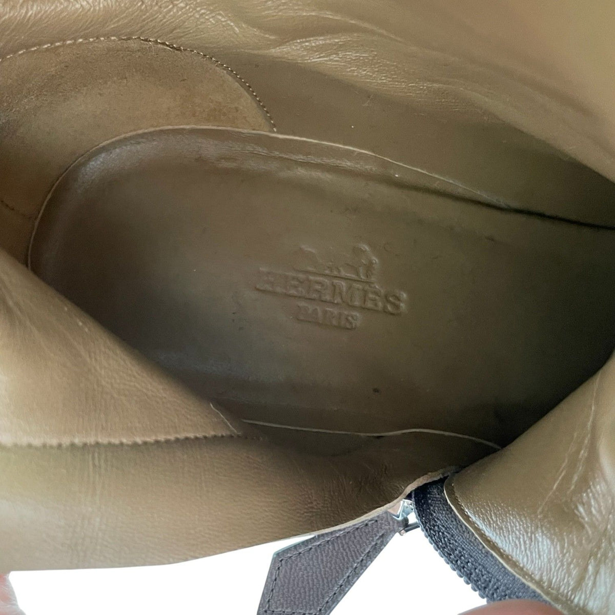 Hermes Short Boots Shoes Thick Leather Gray Blue — view 7