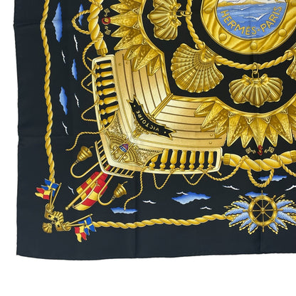 Hermes Carre 90 Railing Ship Handrail Scarf Silk Black — view 4