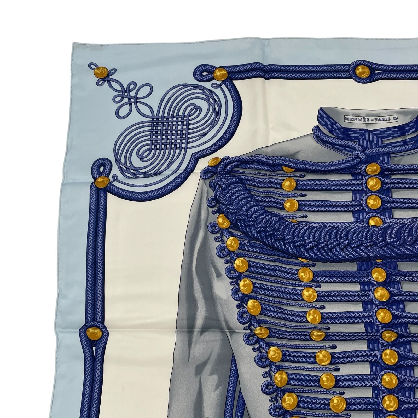 Hermes Carre 90 Brandebourgs Scarf Silk Blue — view 2