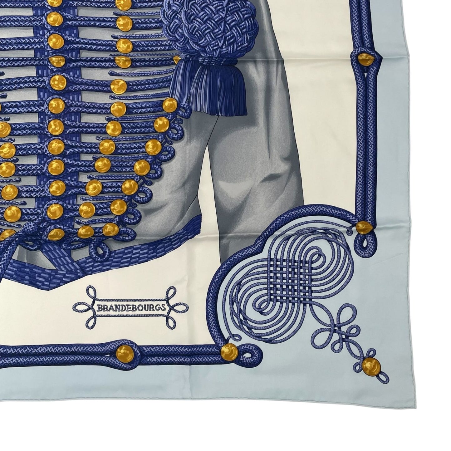 Hermes Carre 90 Brandebourgs Scarf Silk Blue — view 5