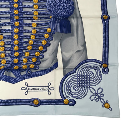 Hermes Carre 90 Brandebourgs Scarf Silk Blue — view 5