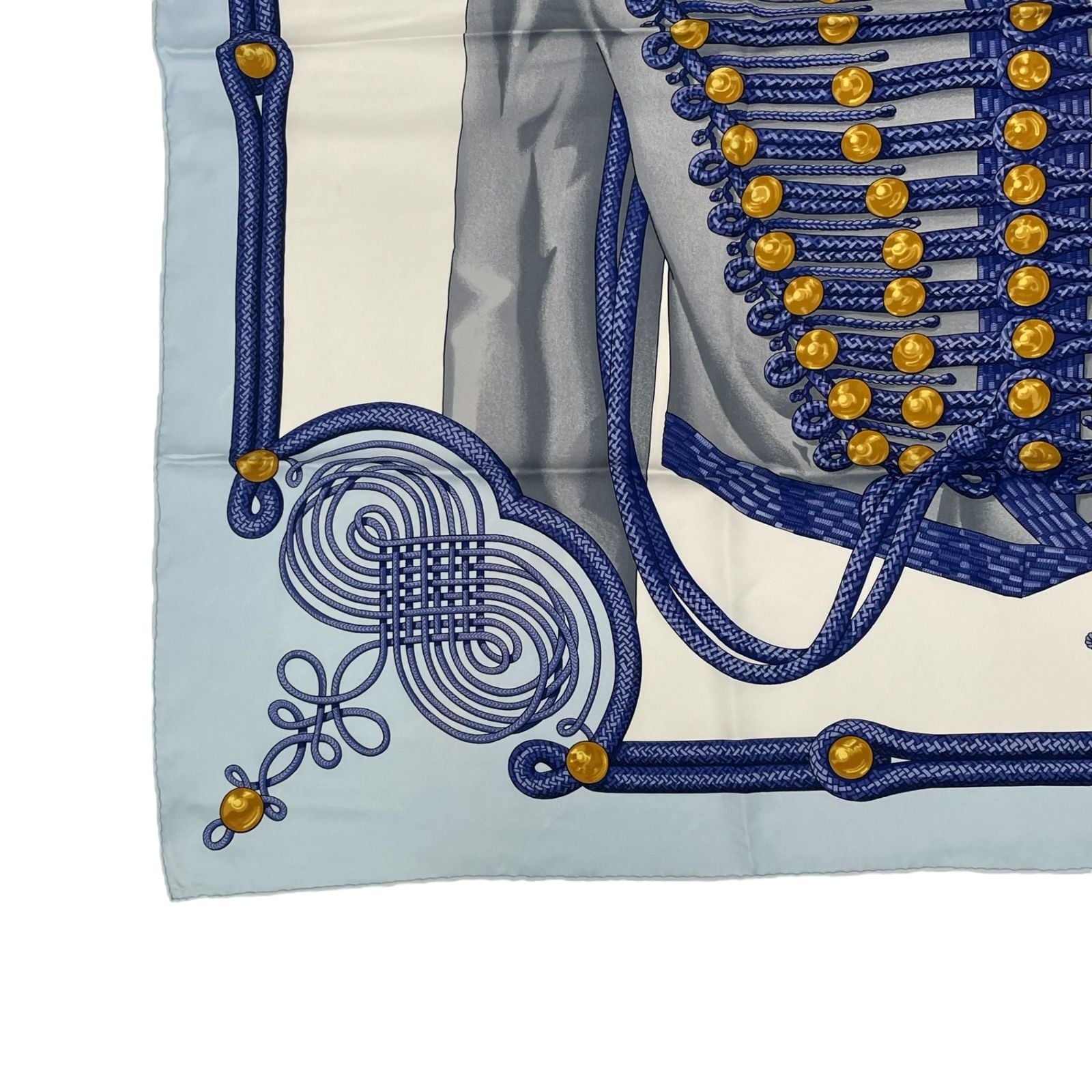 Hermes Carre 90 Brandebourgs Scarf Silk Blue — view 4