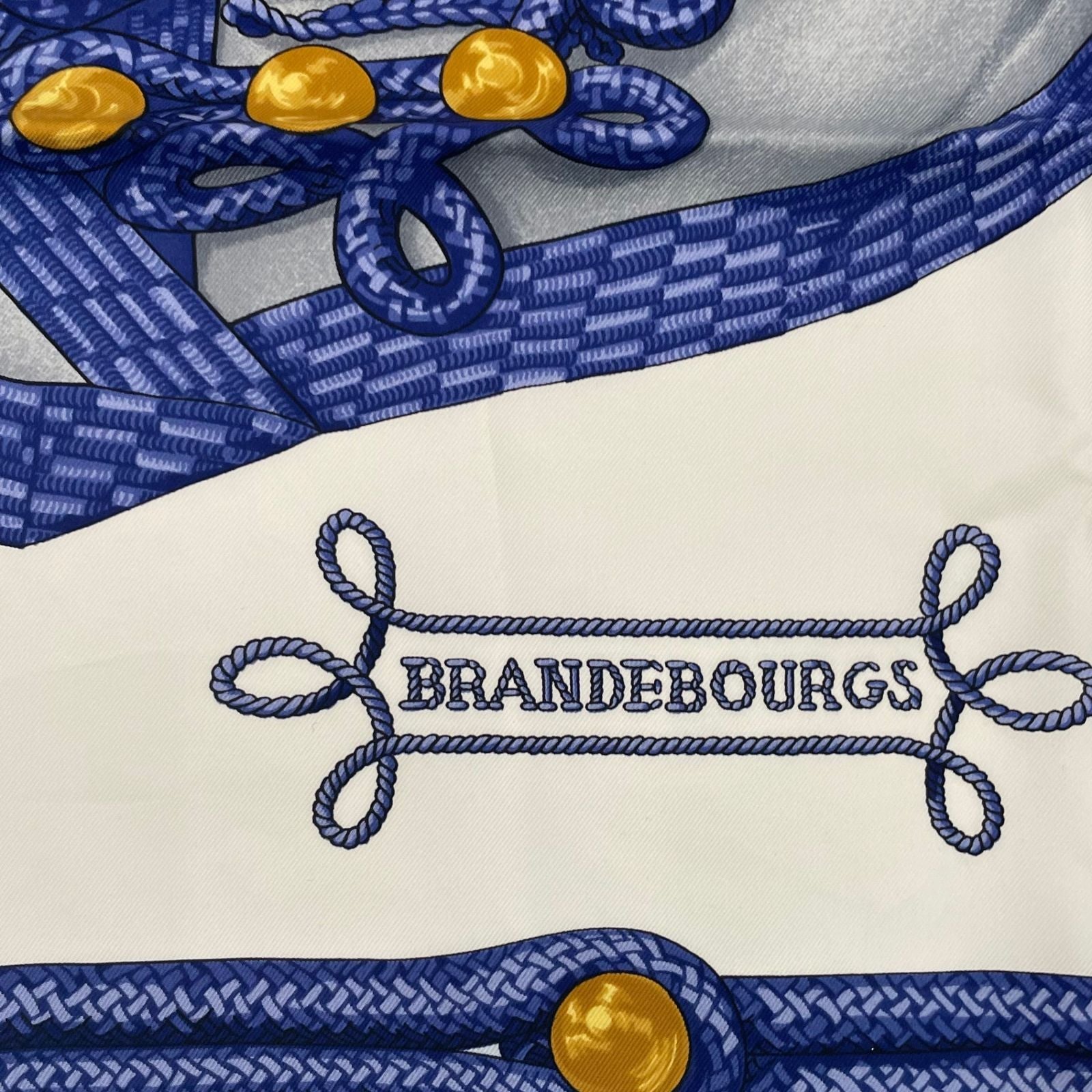 Hermes Carre 90 Brandebourgs Scarf Silk Blue — view 6