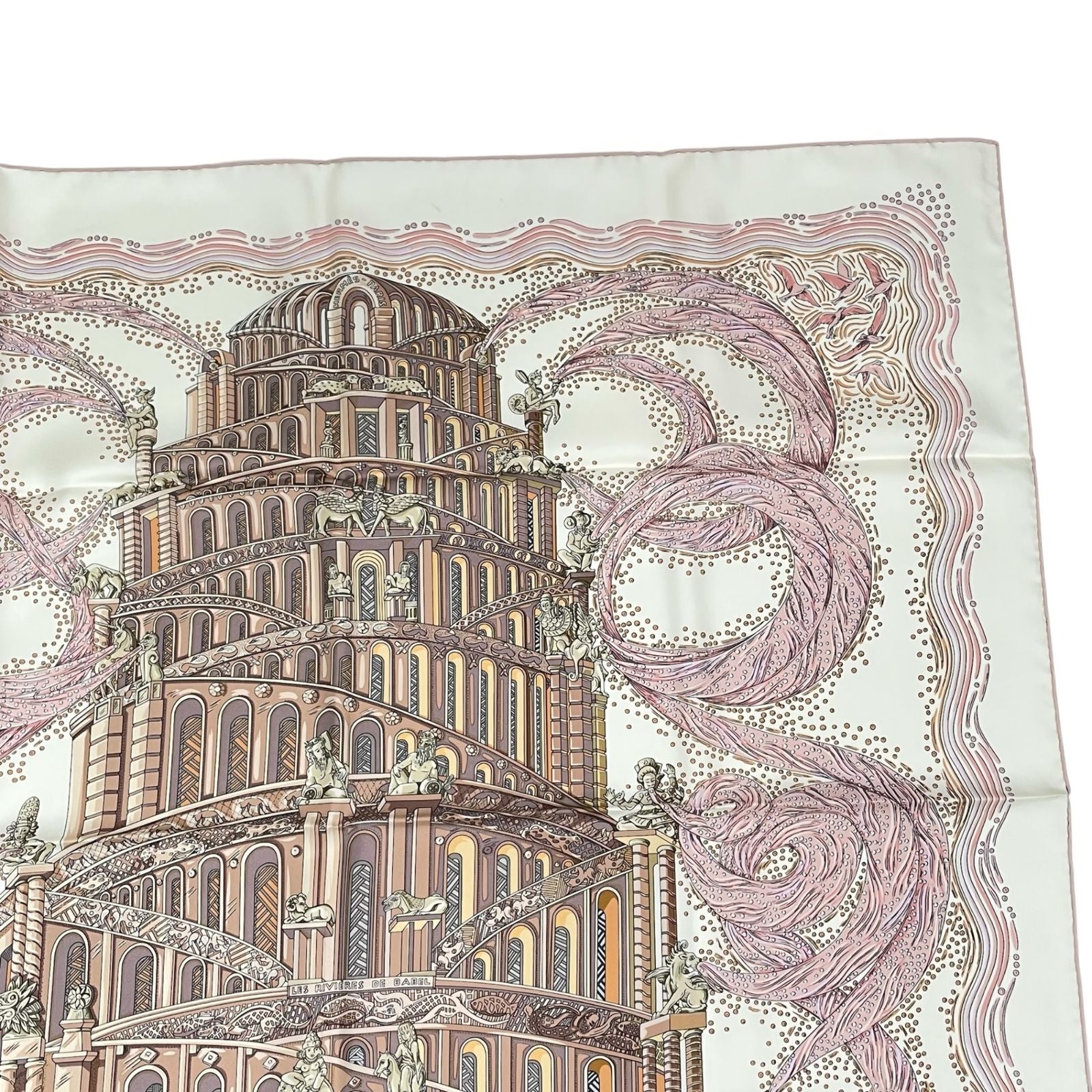 Hermes Scarf 100% Silk Carre 90 Les Rivieres de Babel River Of Pink — view 4