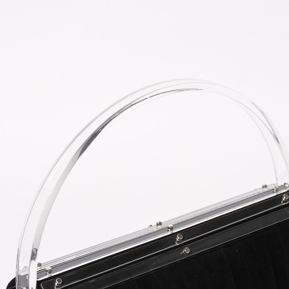 Saint Laurent Rive Gauche Suede Clutch Handbag Black Silver Flap — view 6