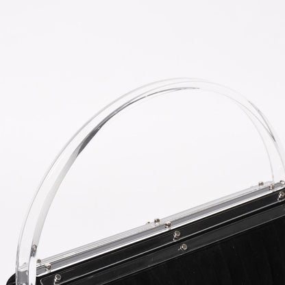 Saint Laurent Rive Gauche Suede Clutch Handbag Black Silver Flap — view 6