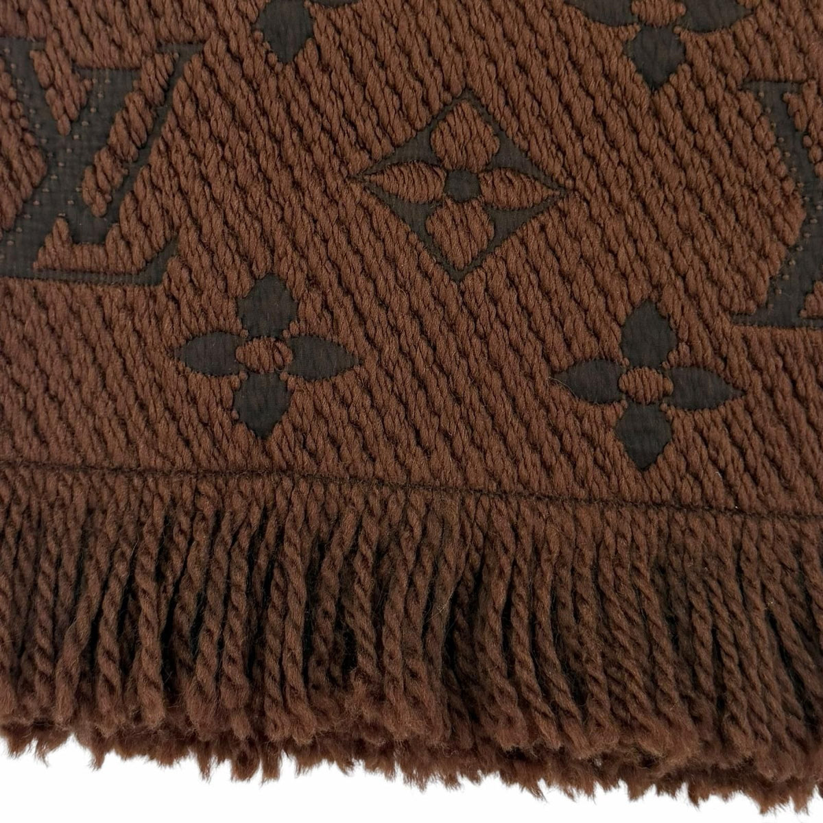 Louis Vuitton Scarf Logomania Wool Silk Blend Brown — view 5