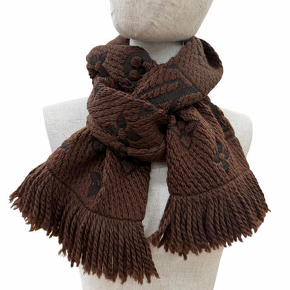 Louis Vuitton Scarf Logomania Wool Silk Blend Brown — view 3