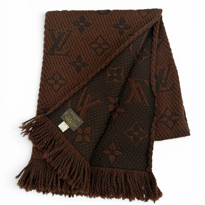Louis Vuitton Scarf Logomania Wool Silk Blend Brown — view 2
