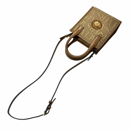 Versace la Medusa Canvas Leather 2-Way Shoulder Bag Beige Brown — view 4