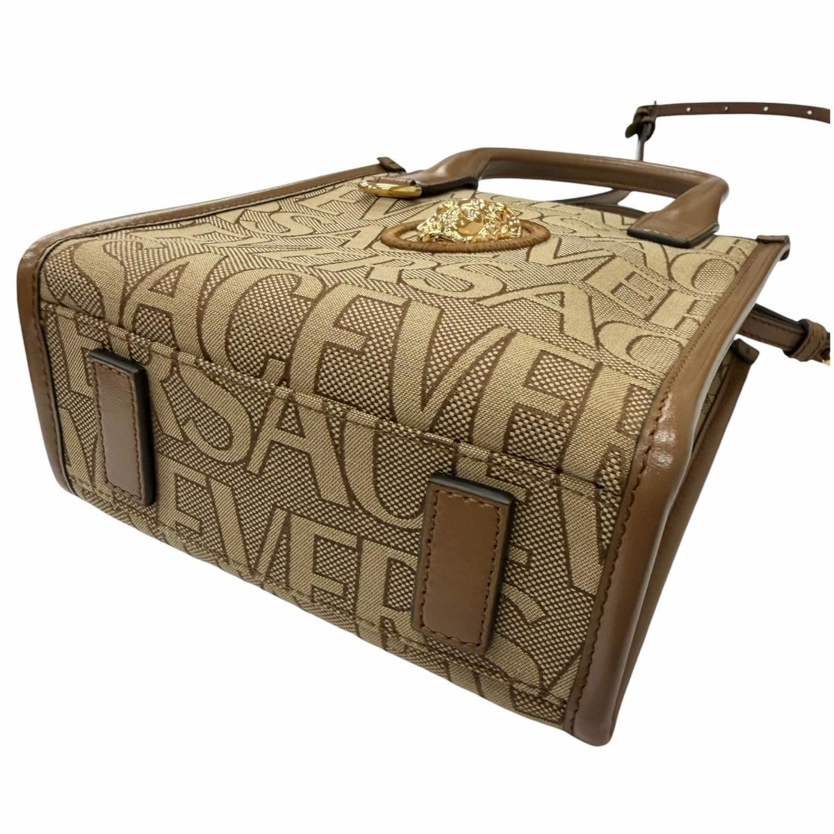 Versace la Medusa Canvas Leather 2-Way Shoulder Bag Beige Brown — view 5