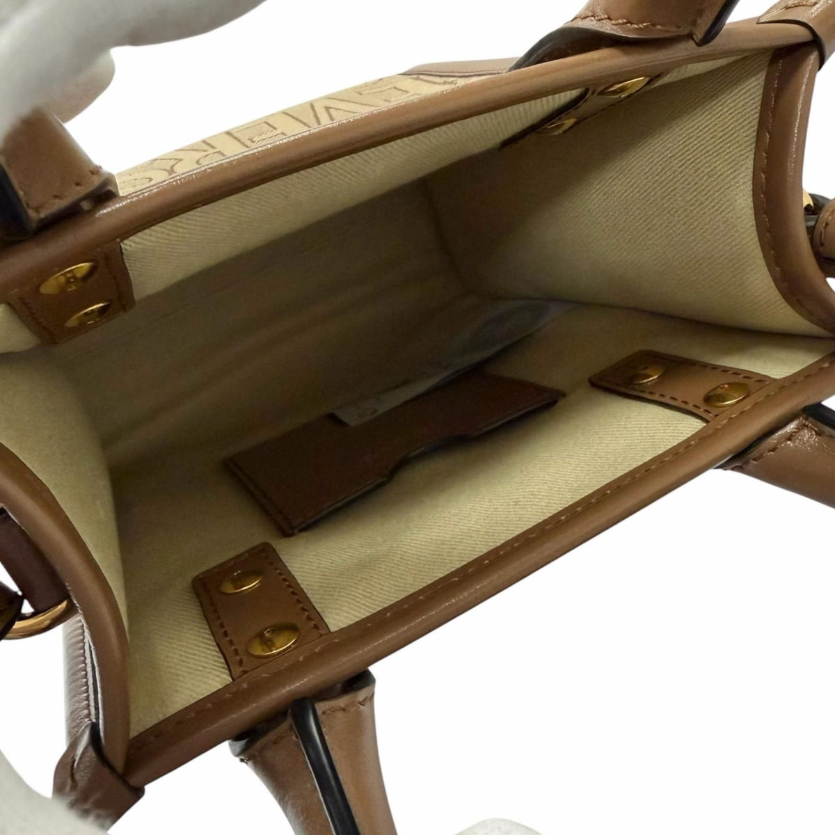 Versace la Medusa Canvas Leather 2-Way Shoulder Bag Beige Brown — view 7