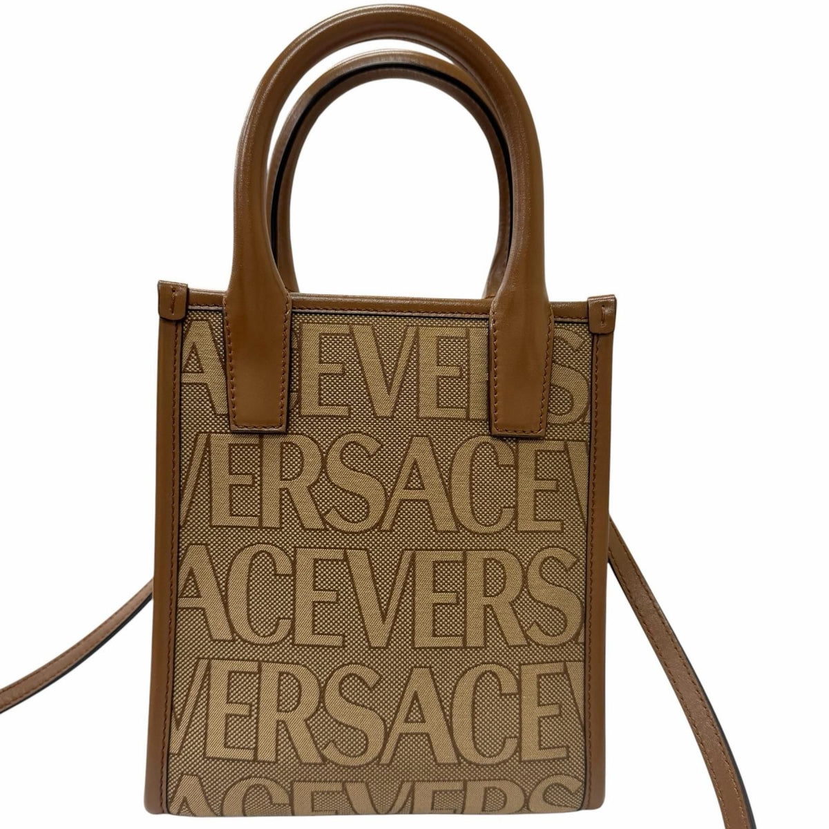 Versace la Medusa Canvas Leather 2-Way Shoulder Bag Beige Brown — view 3