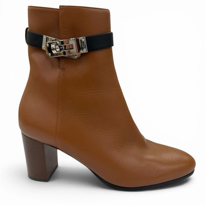 Hermes Saint Germain Silver Leather Short Kelly Boots Short Brown Black — view 5