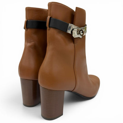 Hermes Saint Germain Silver Leather Short Kelly Boots Short Brown Black — view 2