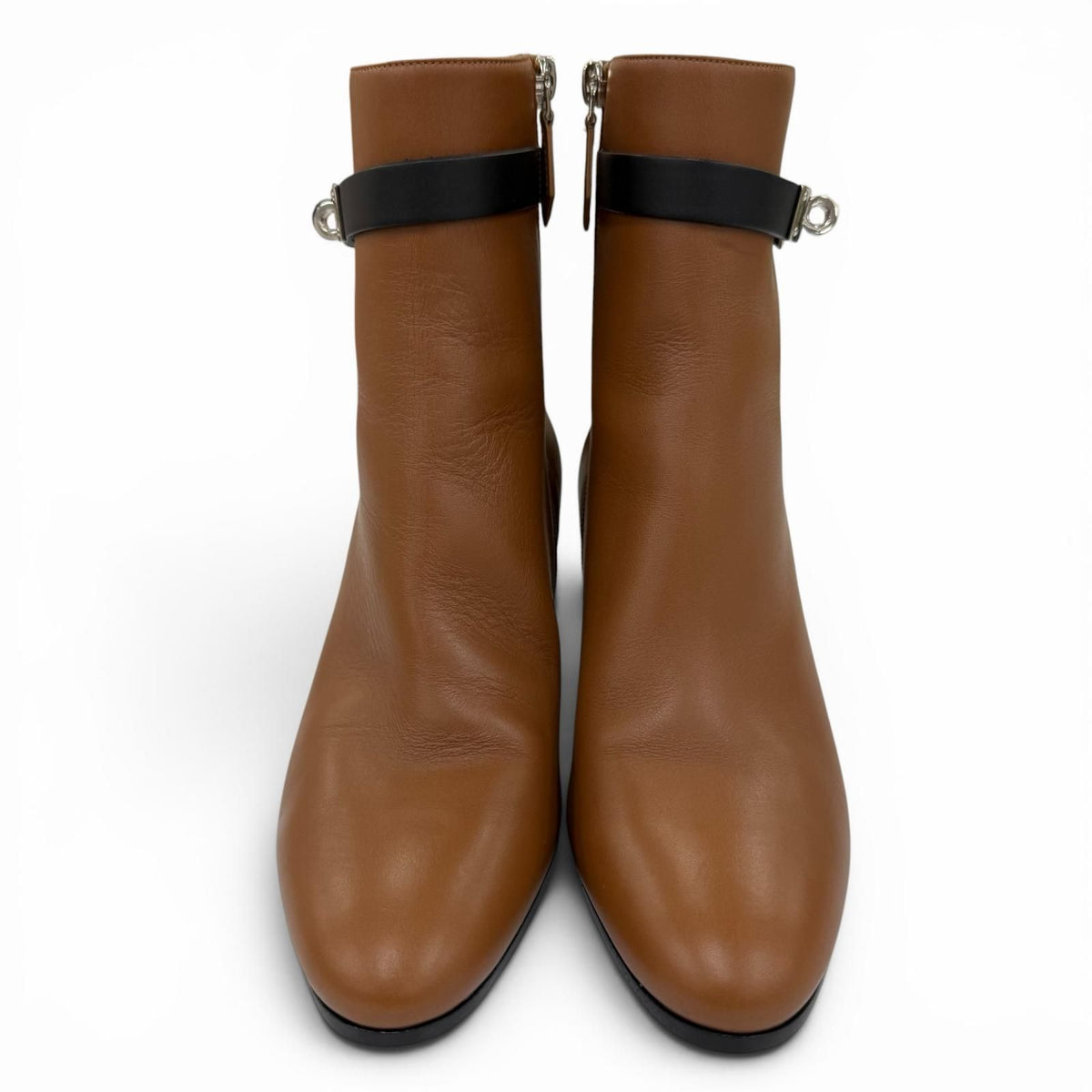 Hermes Saint Germain Silver Leather Short Kelly Boots Short Brown Black — view 3