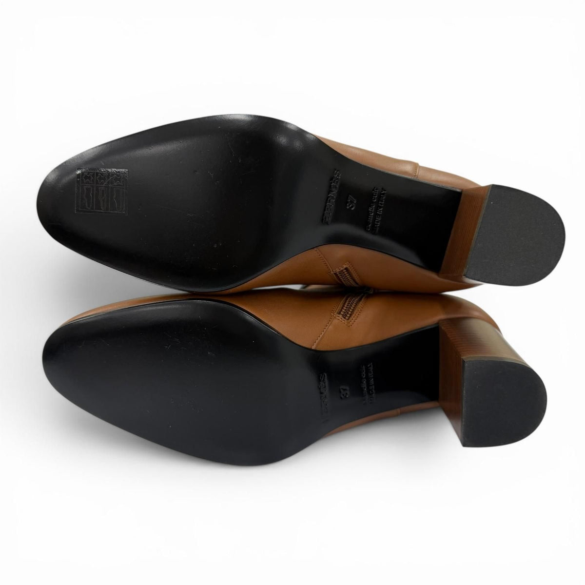 Hermes Saint Germain Silver Leather Short Kelly Boots Short Brown Black — view 6