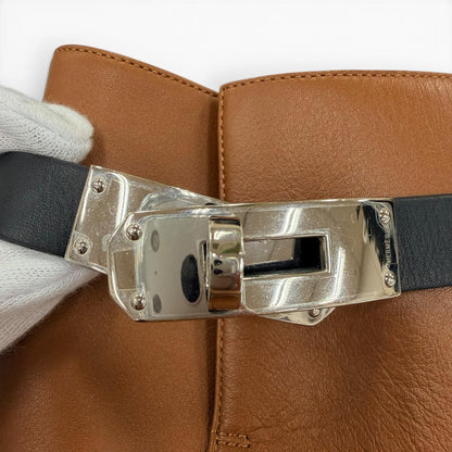 Hermes Saint Germain Silver Leather Short Kelly Boots Short Brown Black — view 8