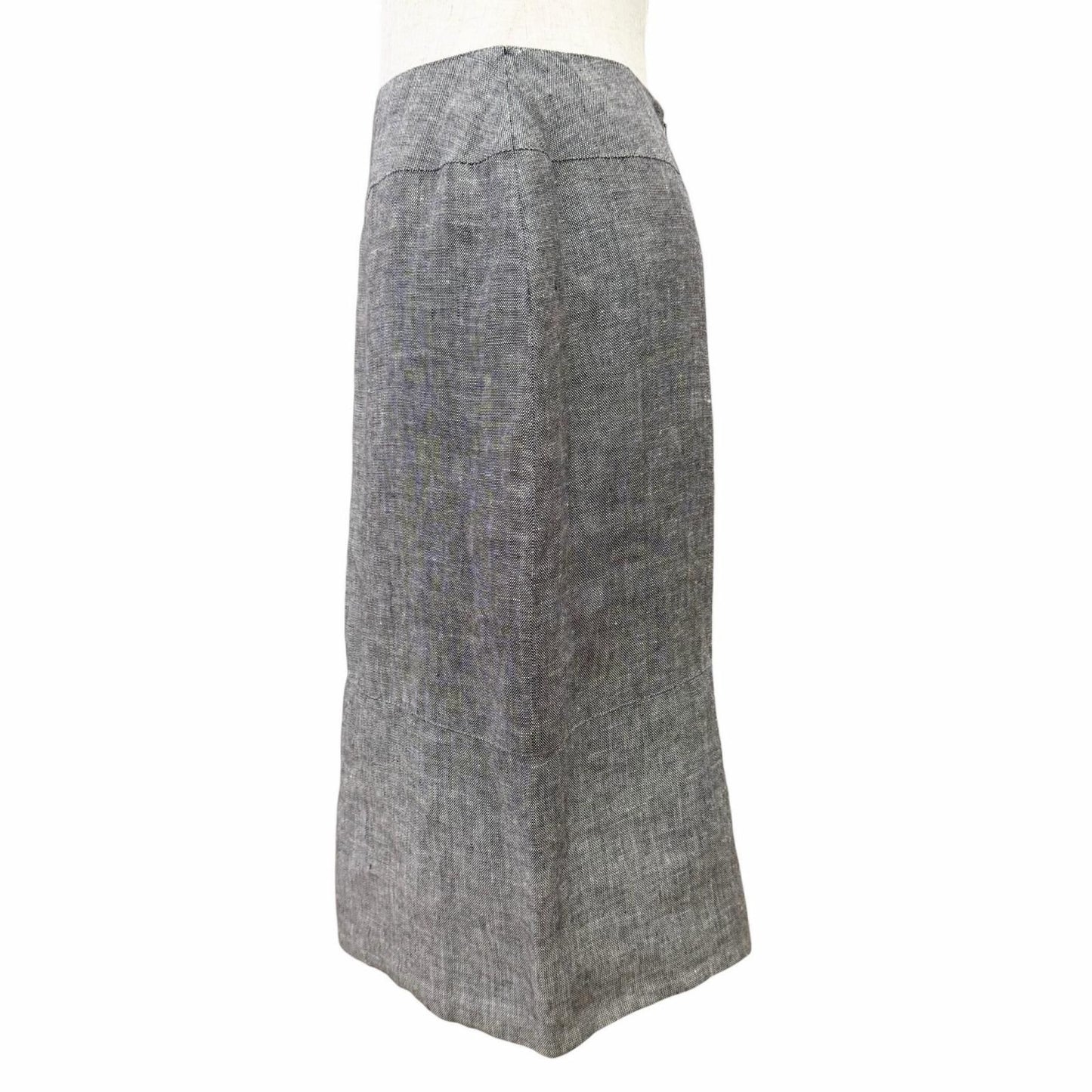 Chanel Vintage Linen Silk CC Logo Button Skirt Suit Set Gray 38 — view 7