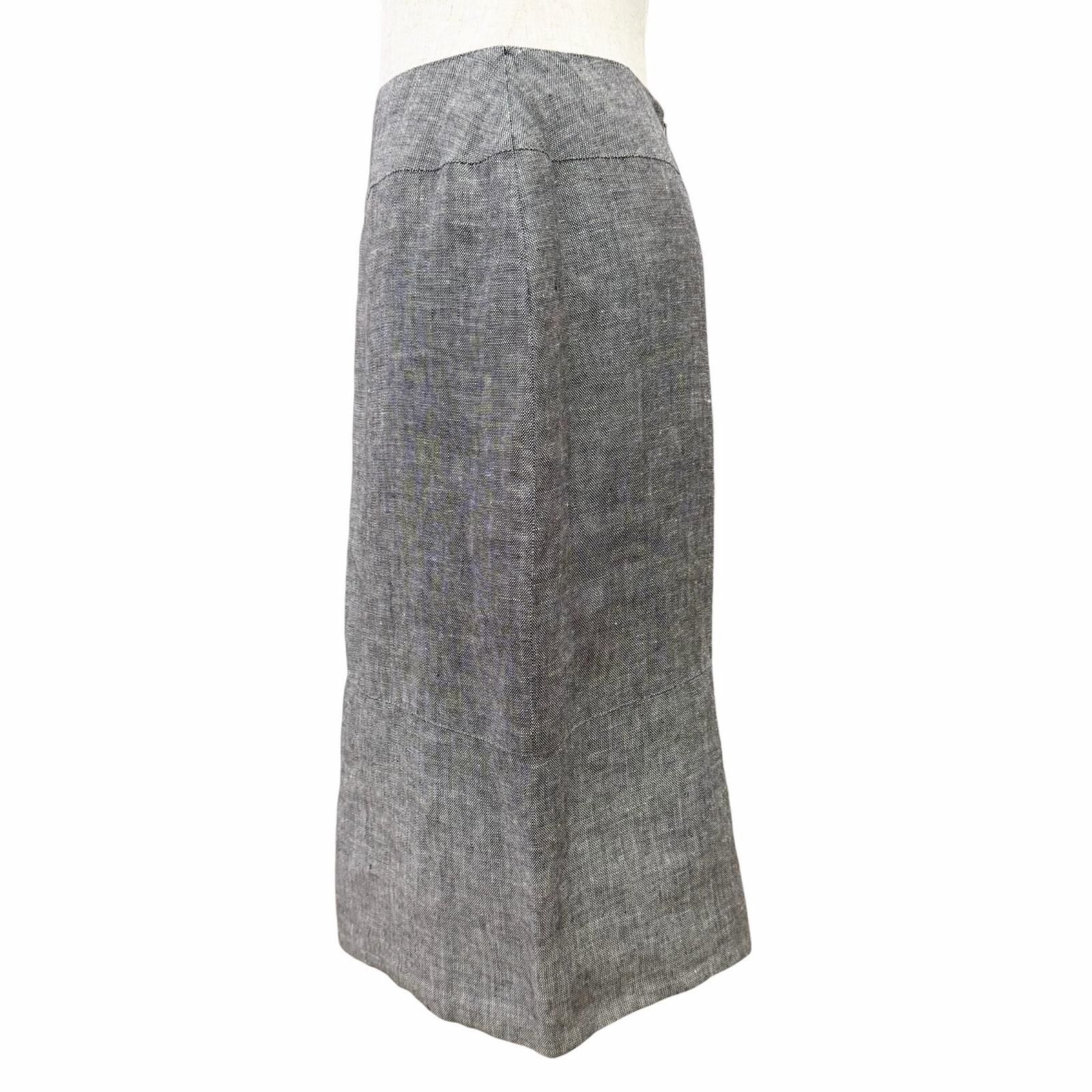 Chanel Vintage Linen Silk CC Logo Button Skirt Suit Set Gray 38 — view 7