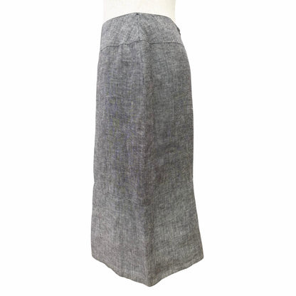 Chanel Vintage Linen Silk CC Logo Button Skirt Suit Set Gray 38 — view 7