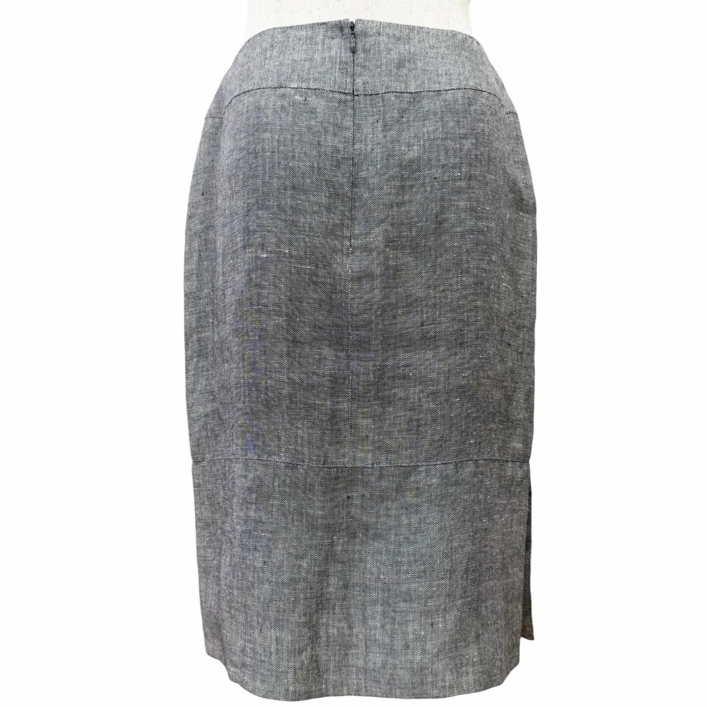 Chanel Vintage Linen Silk CC Logo Button Skirt Suit Set Gray 38 — view 8