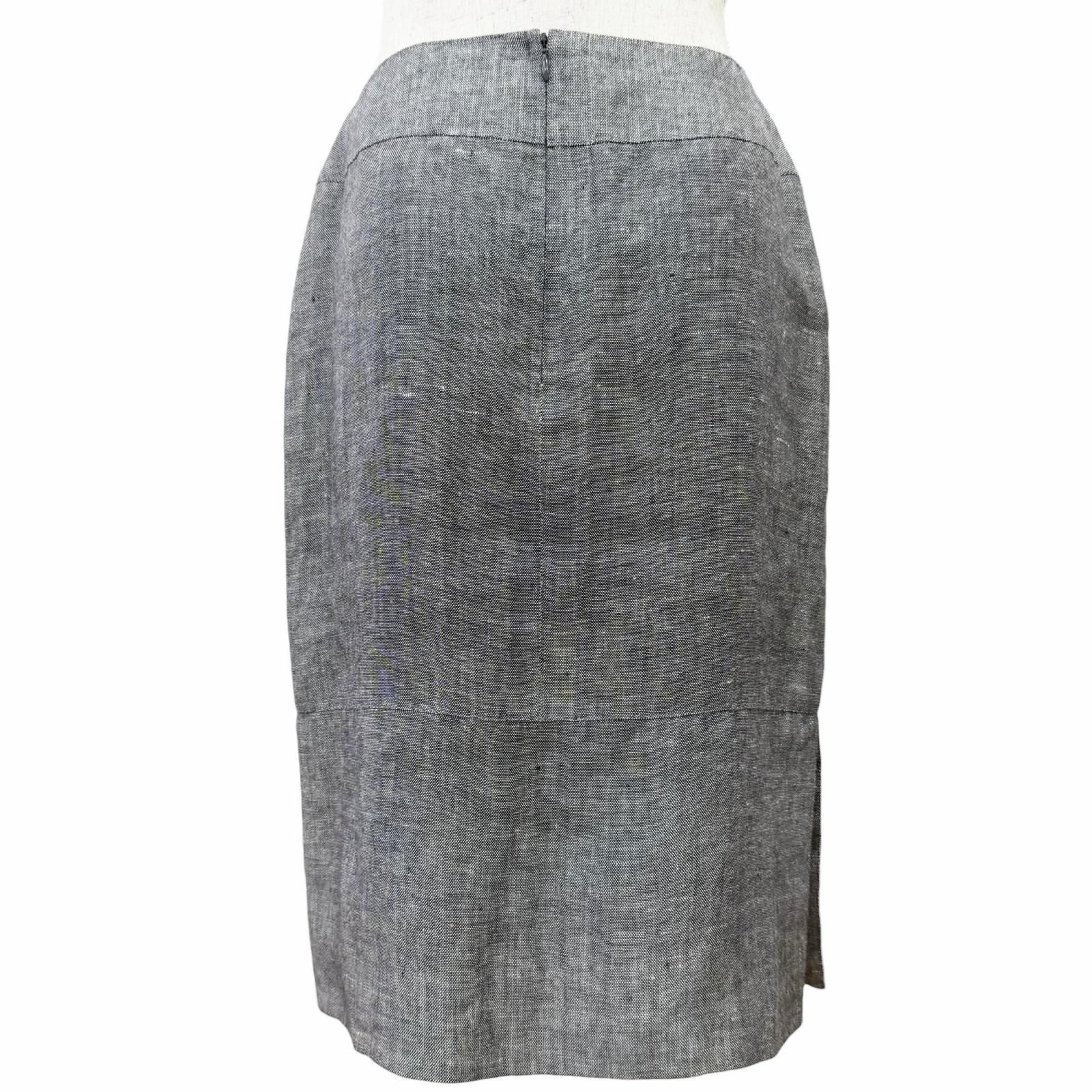 Chanel Vintage Linen Silk CC Logo Button Skirt Suit Set Gray 38 — view 8