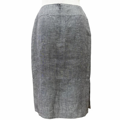 Chanel Vintage Linen Silk CC Logo Button Skirt Suit Set Gray 38 — view 8