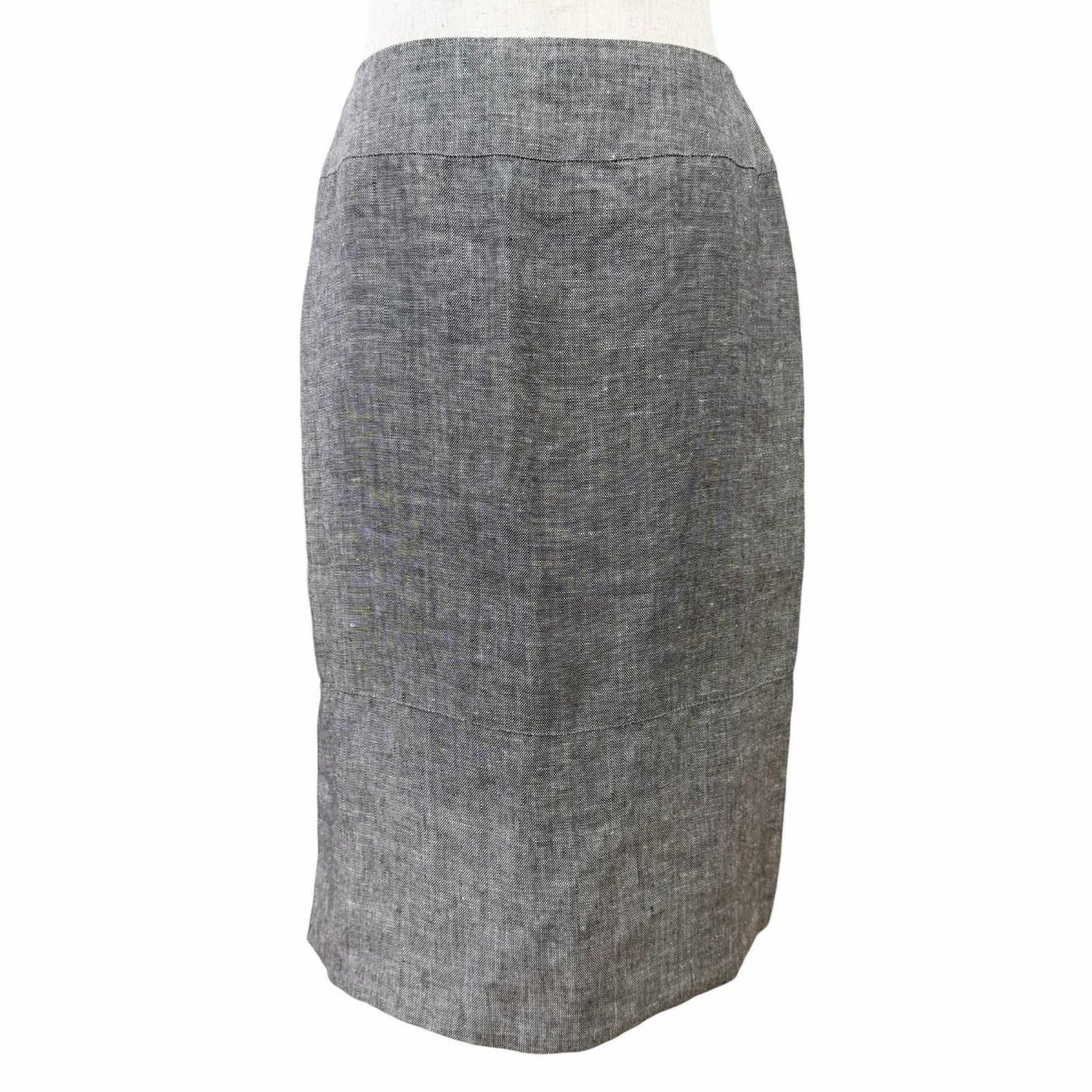 Chanel Vintage Linen Silk CC Logo Button Skirt Suit Set Gray 38 — view 6