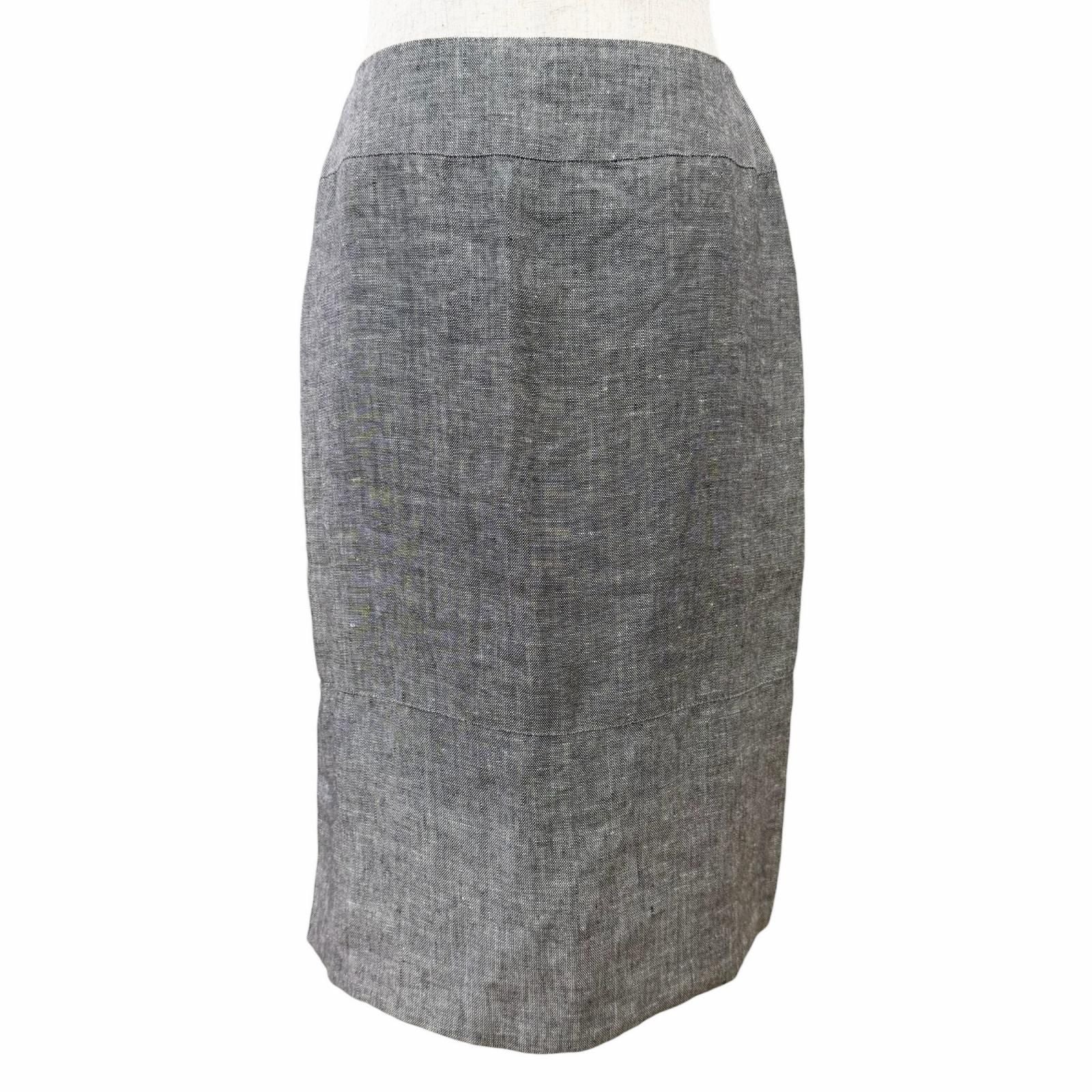 Chanel Vintage Linen Silk CC Logo Button Skirt Suit Set Gray 38 — view 6