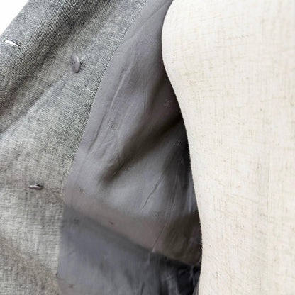Chanel Vintage Linen Silk CC Logo Button Skirt Suit Set Gray 38 — view 5