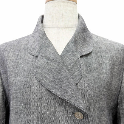Chanel Vintage Linen Silk CC Logo Button Skirt Suit Set Gray 38 — view 4
