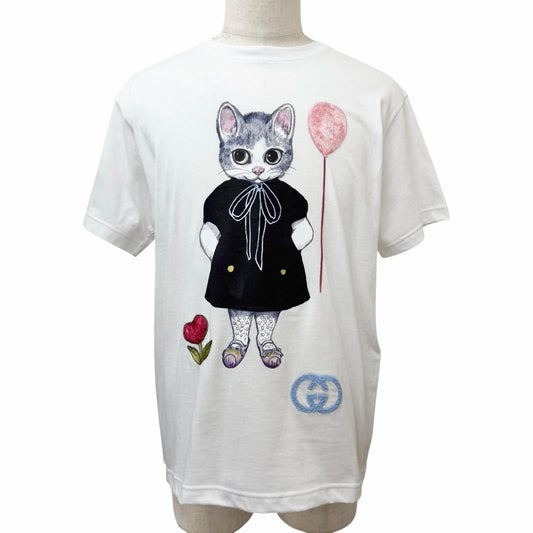 Gucci Yuko Higuchi Bo GG Logo Embroidered Top Short Sleeve T-Shirt White