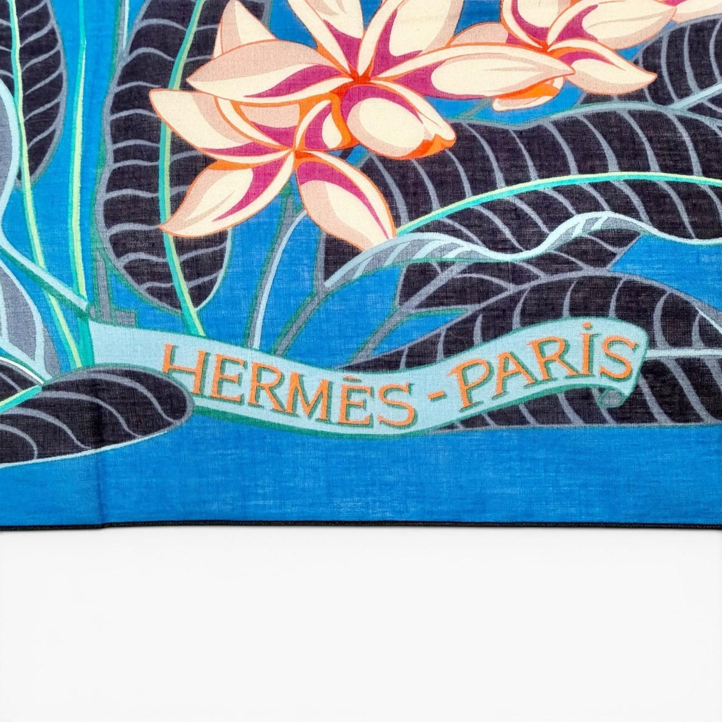 Hermes Pareo Flamingo Party Cotton Oversized Shawl Scarf Blue — view 5