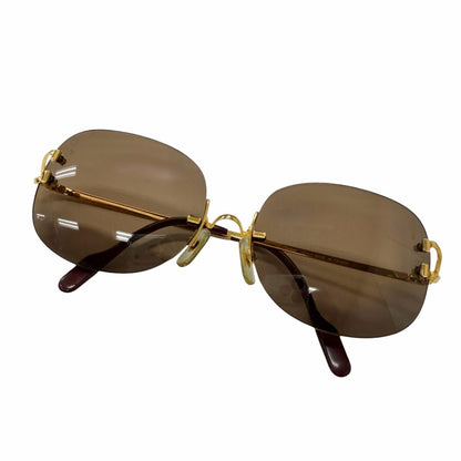 Cartier Vintage 2C Deco Rimless Two Point Sunglasses Gold Bordeaux Prescription