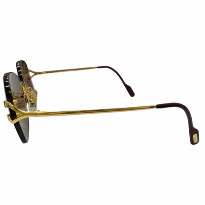 Cartier Vintage 2C Deco Rimless Two Point Sunglasses Gold Bordeaux Prescription — view 5