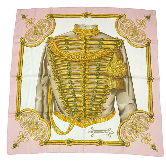 Hermes Carre 90 Brandebourgs Scarf Silk Pink