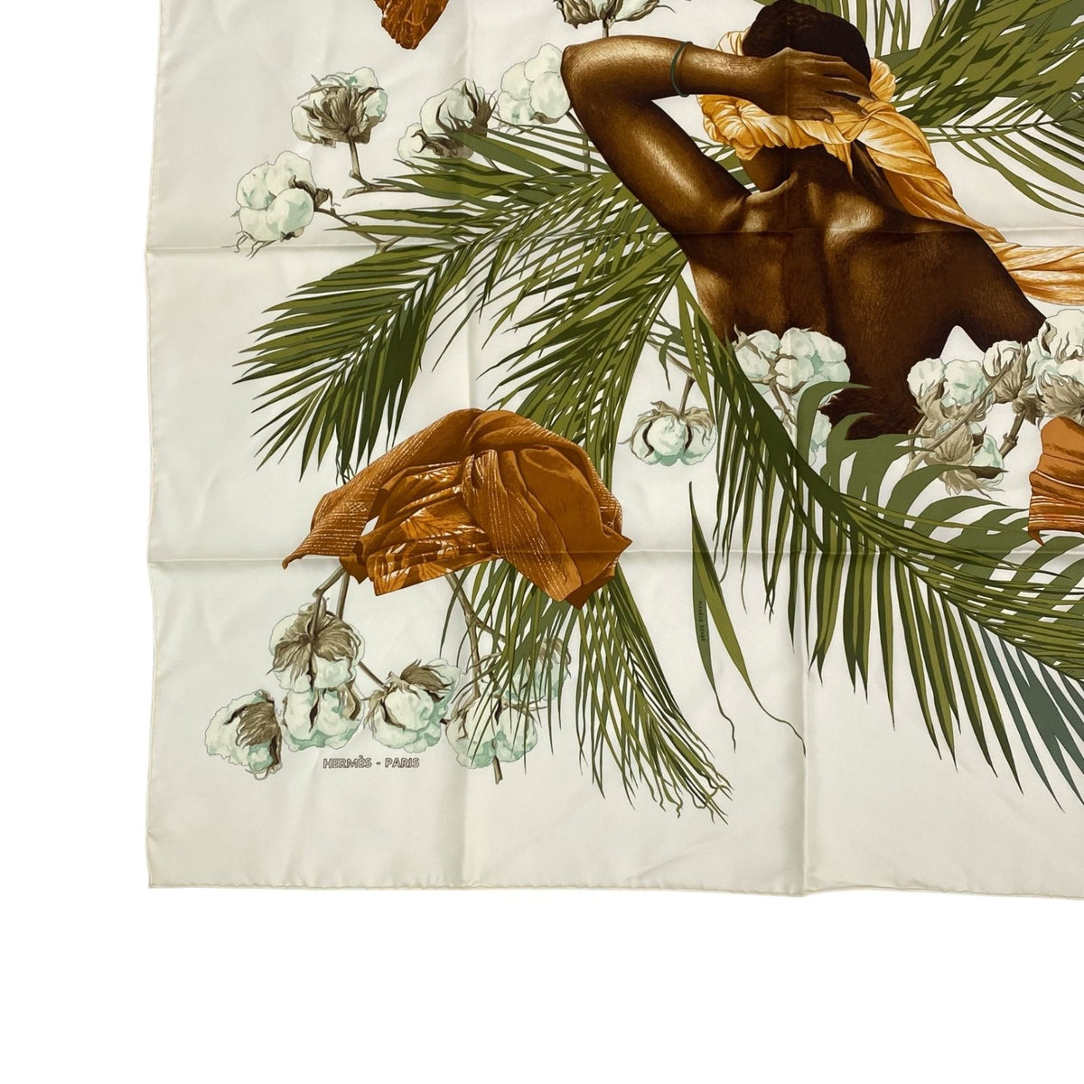 Hermes Scarf Carre 90 Silk Turbans Des Reines Princess Turban Flower Leaves — view 4