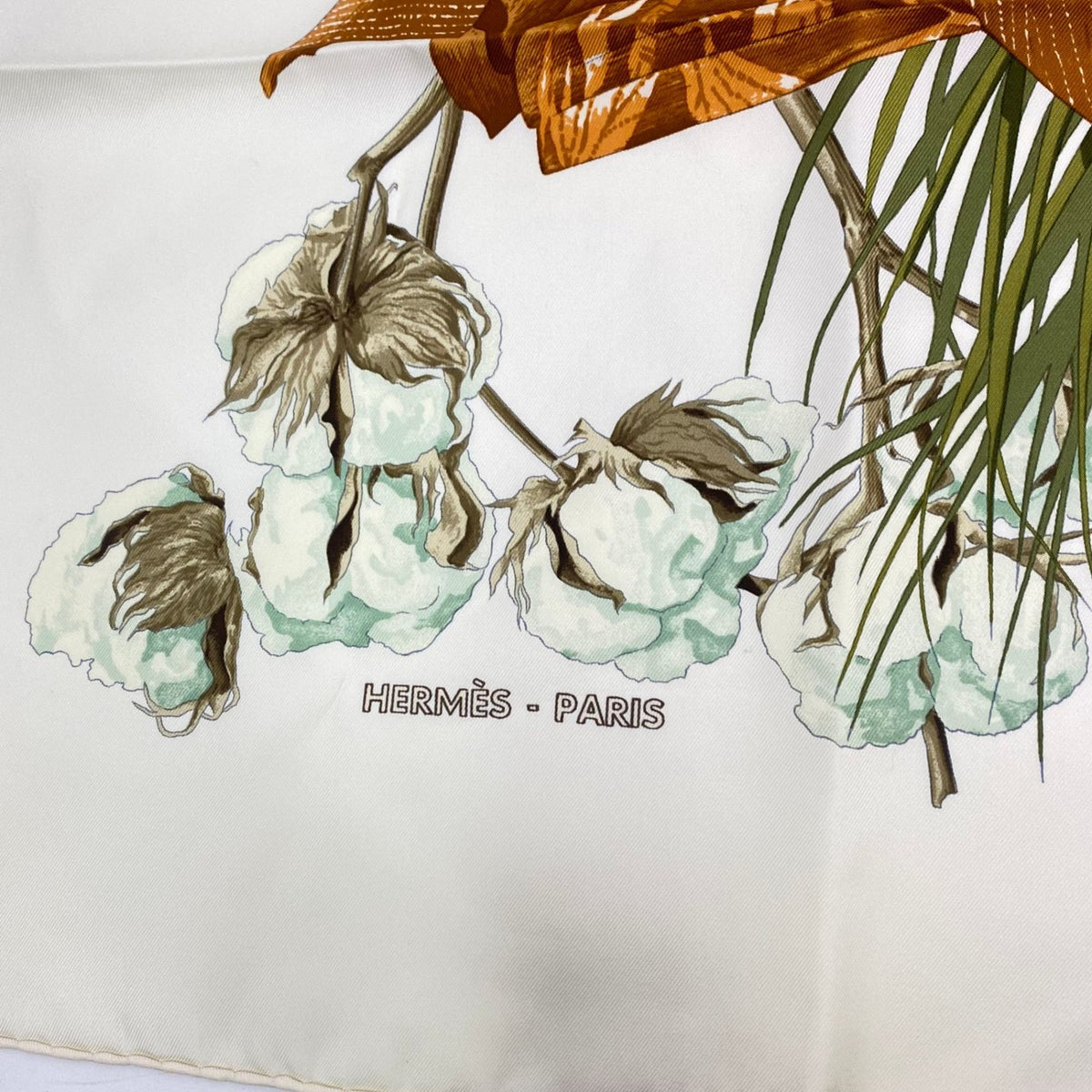 Hermes Scarf Carre 90 Silk Turbans Des Reines Princess Turban Flower Leaves — view 6