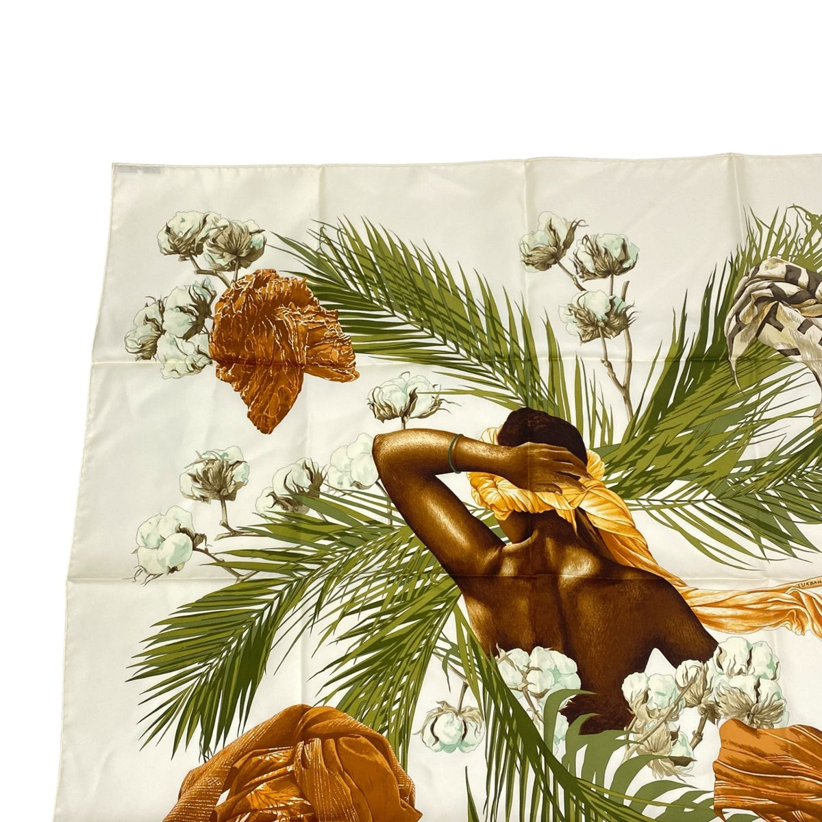 Hermes Scarf Carre 90 Silk Turbans Des Reines Princess Turban Flower Leaves — view 2