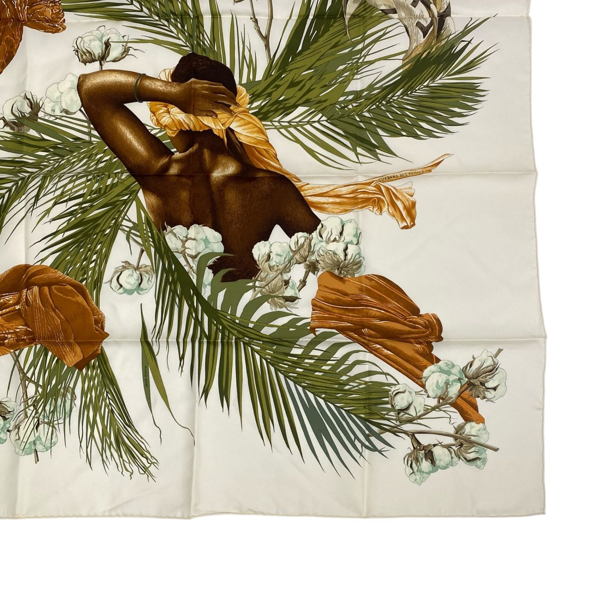Hermes Scarf Carre 90 Silk Turbans Des Reines Princess Turban Flower Leaves — view 5