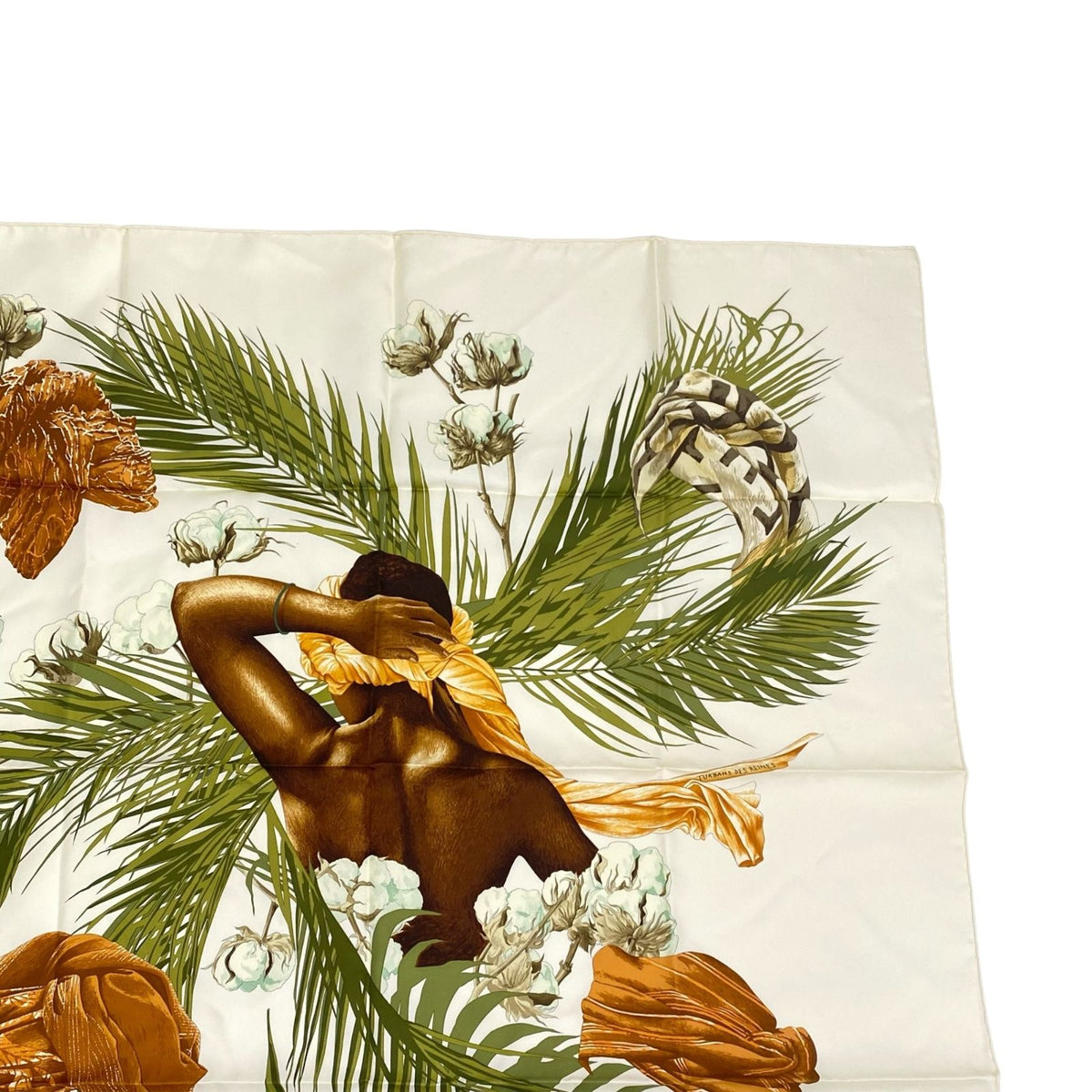 Hermes Scarf Carre 90 Silk Turbans Des Reines Princess Turban Flower Leaves — view 3