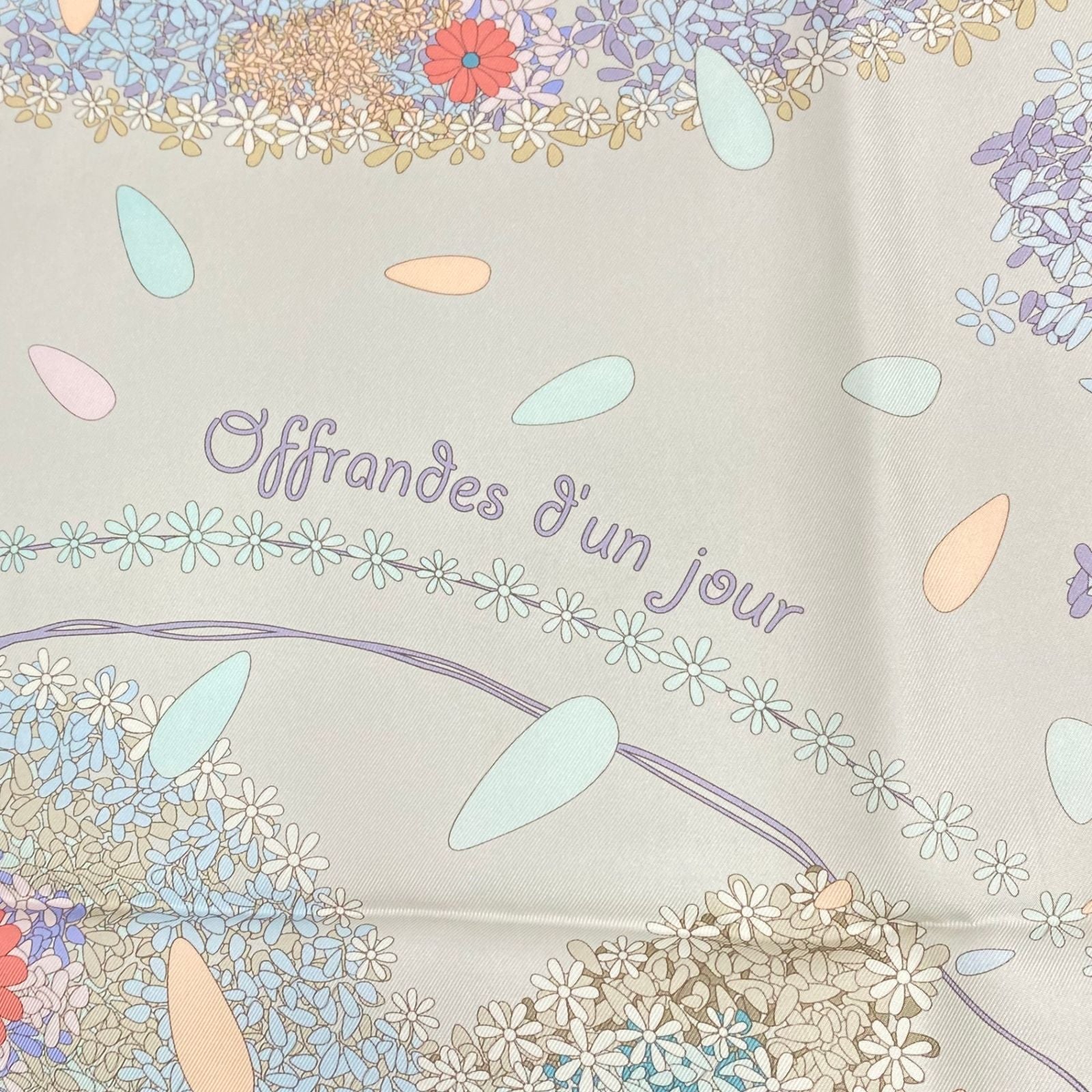 Hermes Carre 90 Scarf Silk Flower Offering Offrandes Dun Jour Multicolor — view 7