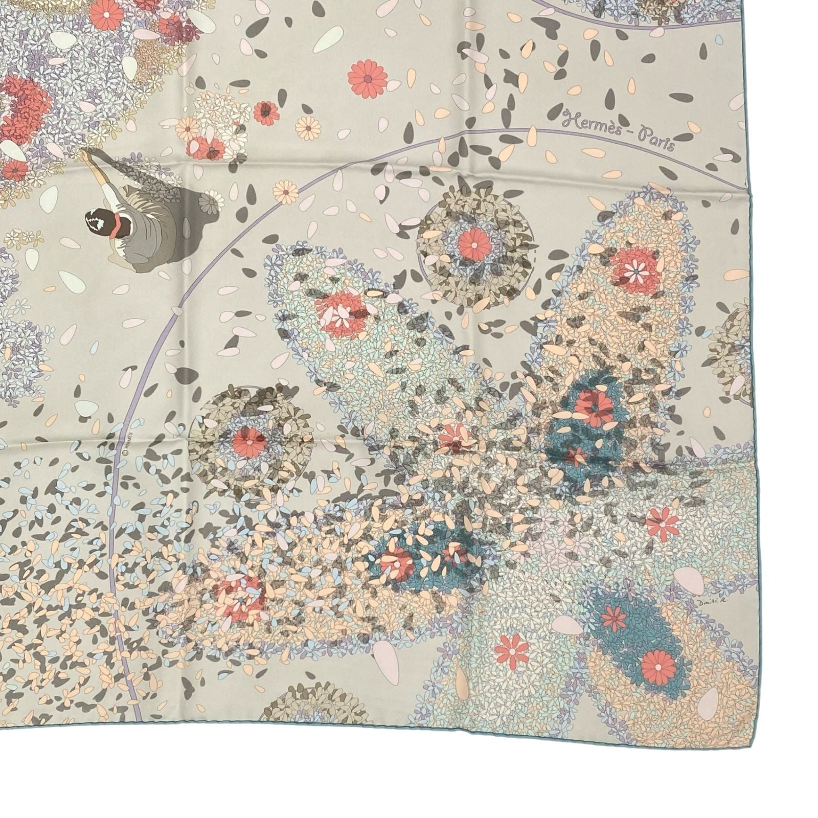 Hermes Carre 90 Scarf Silk Flower Offering Offrandes Dun Jour Multicolor — view 5