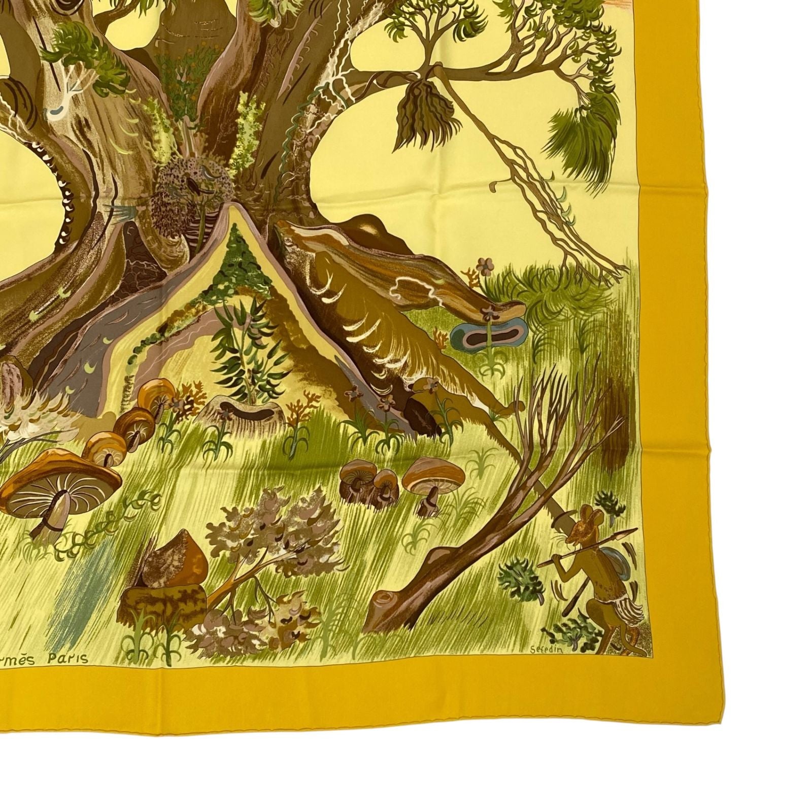 Hermes Carre 90 Scarf Silk Kuggor Tree Yellow — view 5