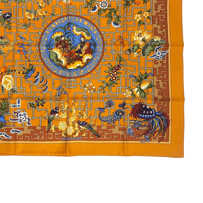Hermes Scarf Silk Carre 90 Turandot Natsunohidaka Orange Blue — view 6
