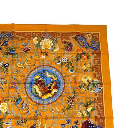 Hermes Scarf Silk Carre 90 Turandot Natsunohidaka Orange Blue — view 4