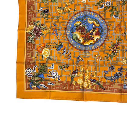 Hermes Scarf Silk Carre 90 Turandot Natsunohidaka Orange Blue — view 5
