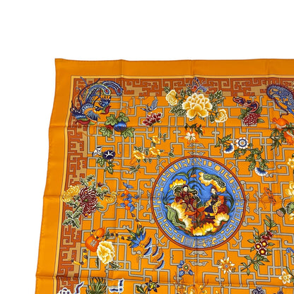 Hermes Scarf Silk Carre 90 Turandot Natsunohidaka Orange Blue — view 3
