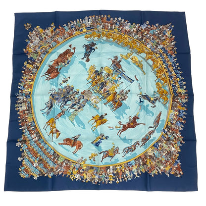 Hermes Carre 90 Cirque Molier Scarf Silk Navy — view 2